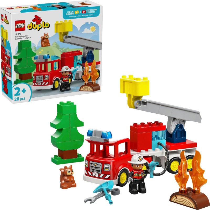 Bau- und Spielset "Löschauto mit Schlauch und Feuerwehrmann (10473)" von LEGO duplo
