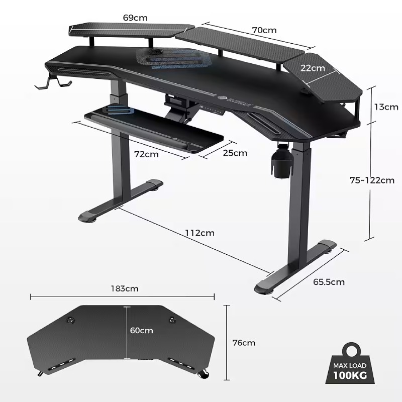 Elektrisch höhenverstellbarer Schreibtisch "S0MCM0CT" von Eureka Ergonomic