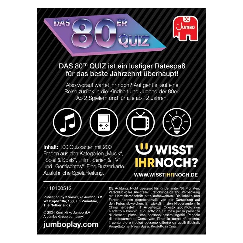 Quizspiel: "Wisst ihr noch? – Das 80er Quiz" von Jumbo Spiele im Review von Jumbo Spiele