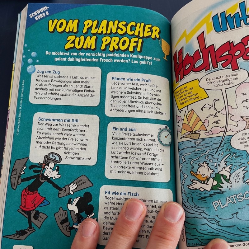 Lustiges Taschenbuch: "Schwimmen" von Egmont im Review von Egmont ©https://dadslife.at
