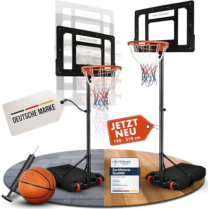 Basketballkorb-Profi Basketballkorb Outdoor 135–305 cm höhenverstellbar mit Ball-VALENESS