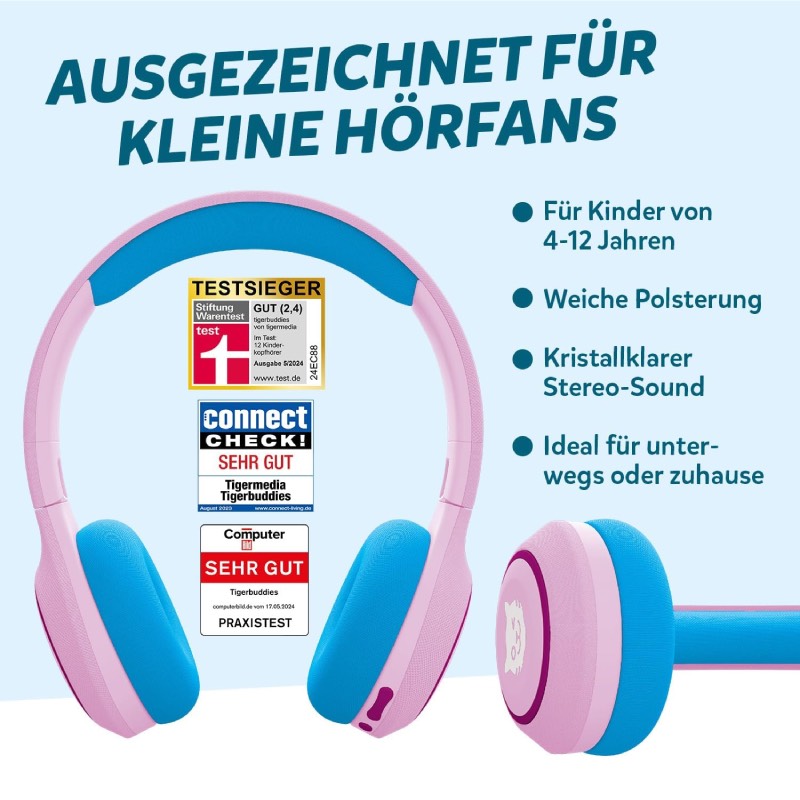 Bluetooth-Kopfhörer für Kinder: "tigerbuddies" von tigermedia im Review von tigermedia