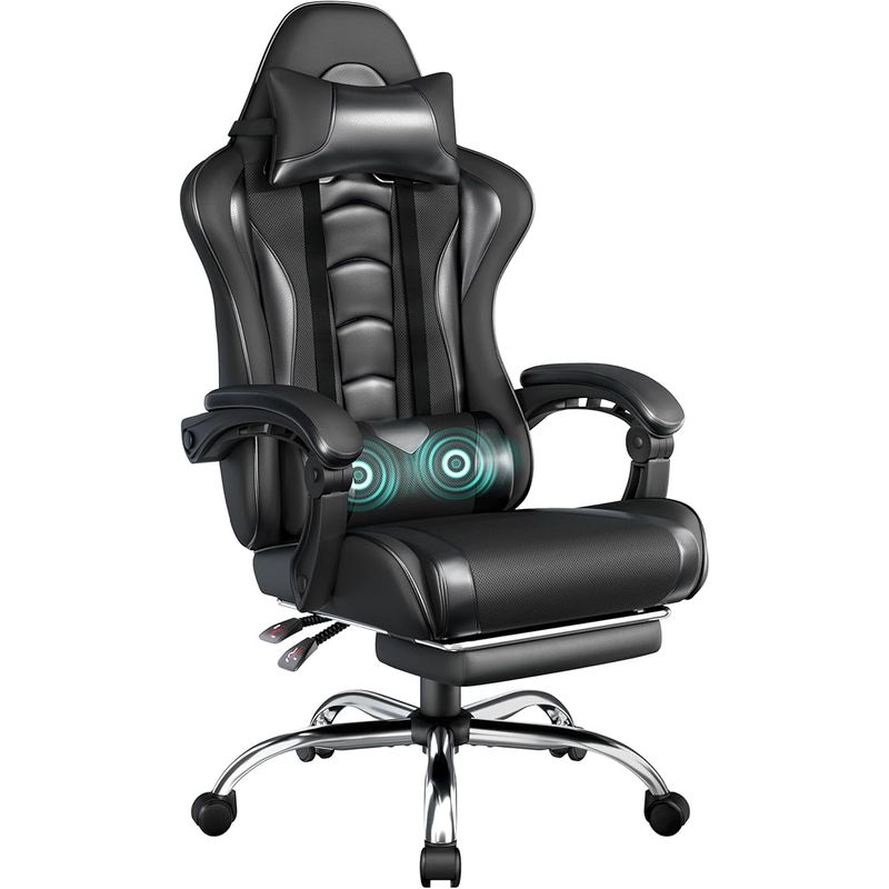 Gaming-Stuhl-Ergonomic Gaming Chair with Massage Function-Yaheetech